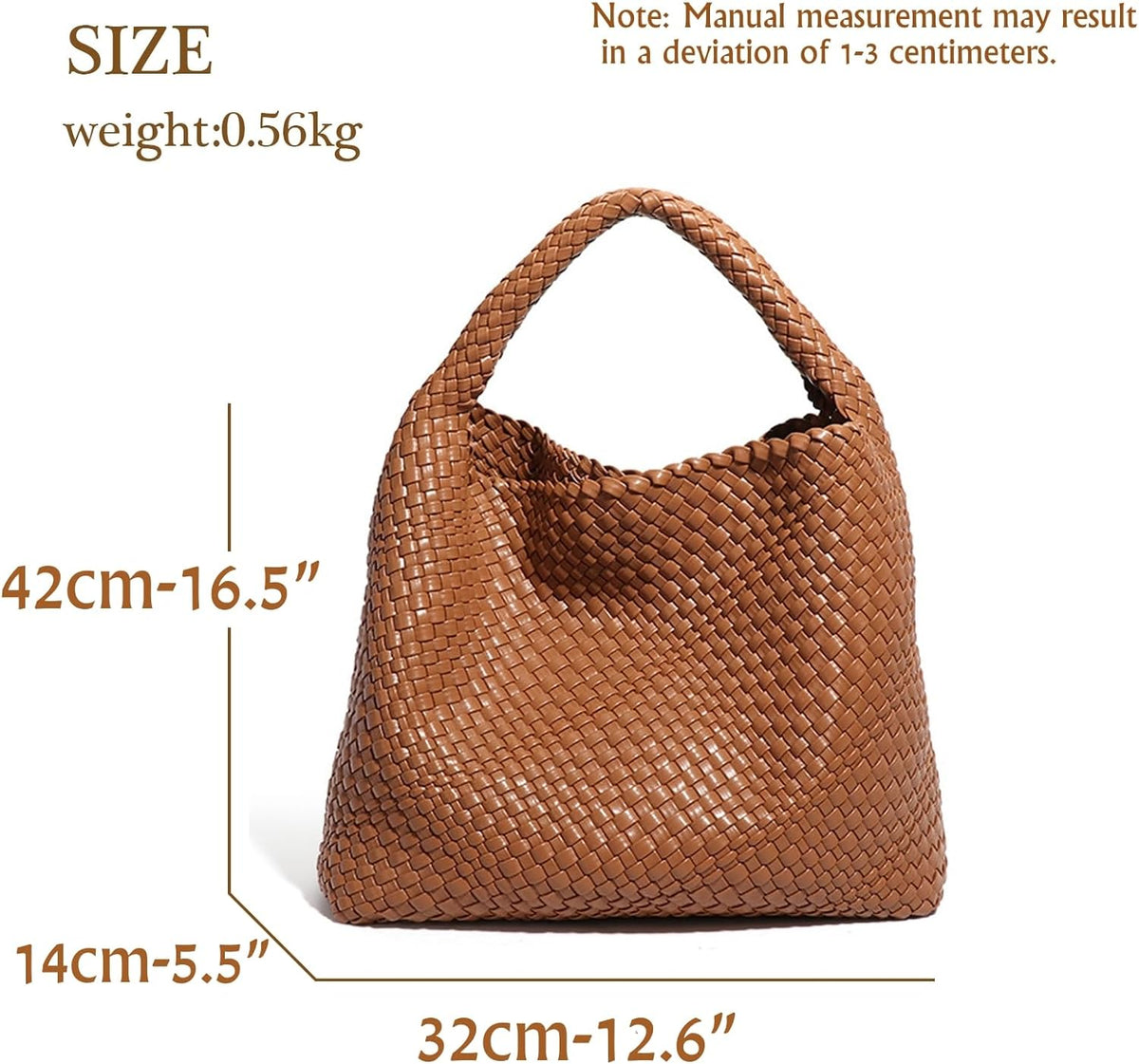 Women’s Handbags Retro Knotted Woven Shoulder Bag 2-Piece Set Shopper Large PU Leather Retro Woven Shoulder Bag Fashion Shoulder Bag Tote Bag for Women, Classic Handle Bag Cosmetic Bag Work Leisure Bag